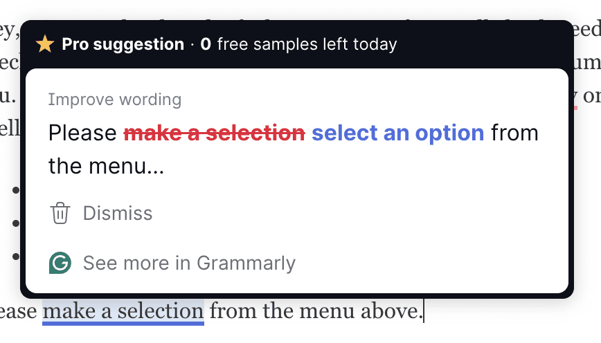 more "pro" bullshit from grammarly