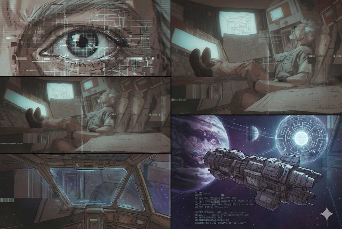 storyboards for the screenplay of "untethering"