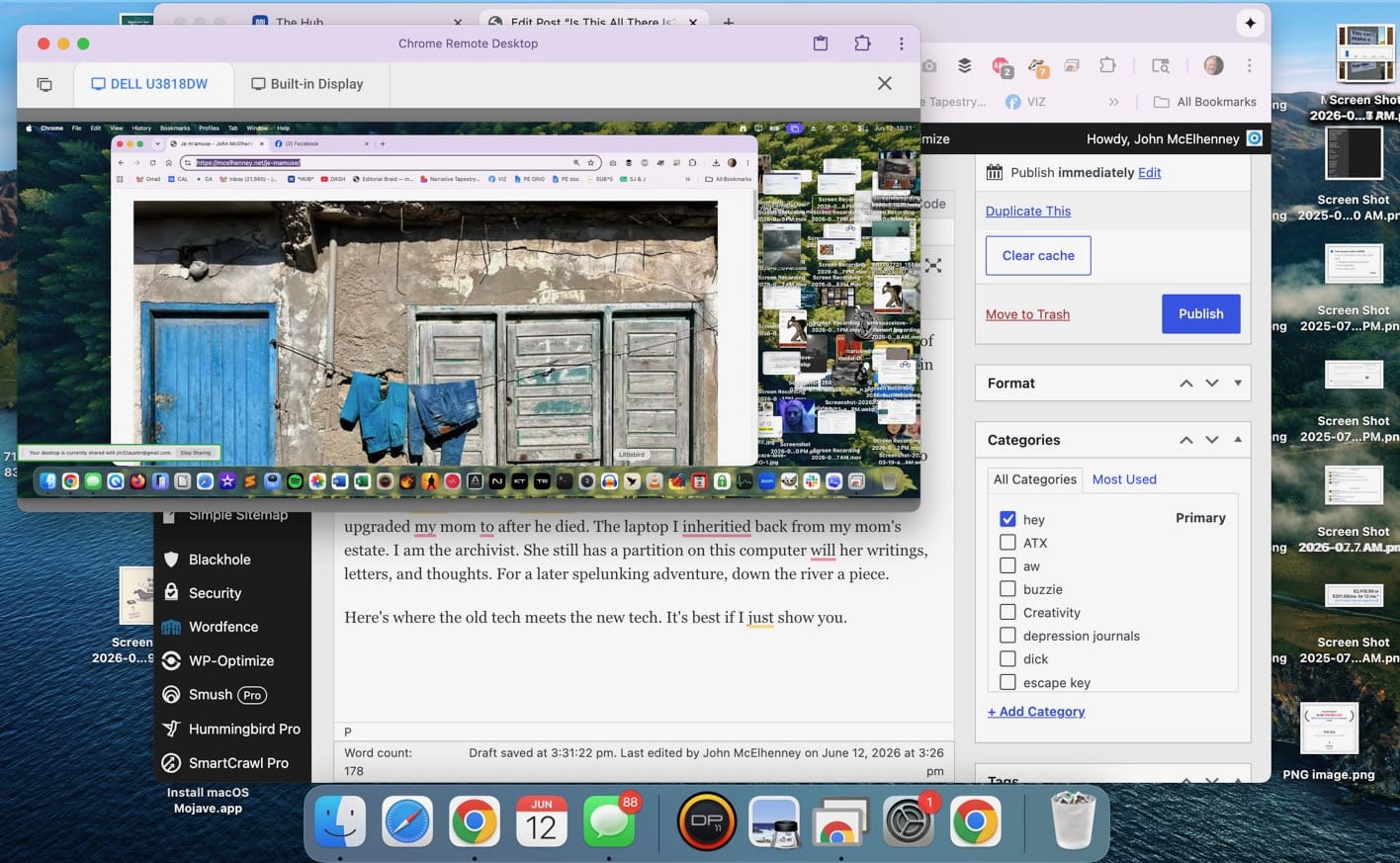using my broken mac via my dead brother's mac